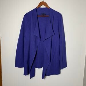 Womens Eileen Fisher Silk Blend Open Front Cardigan Blue Size L EUC!